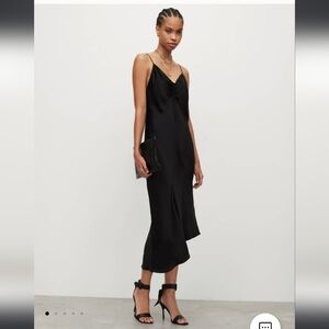 Allsaints Black Slip Dress Midi Dress